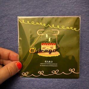 ❤️3/$10 Chicago Gold Plated Enamel Charm with Chain